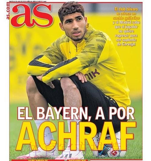 阿斯：拜仁将向阿什拉夫提供高薪合同